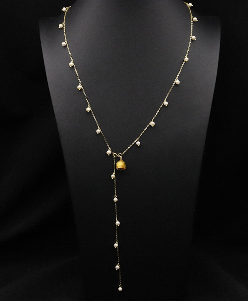 Yellow Rosa Freshwater Pearl Necklace Chain