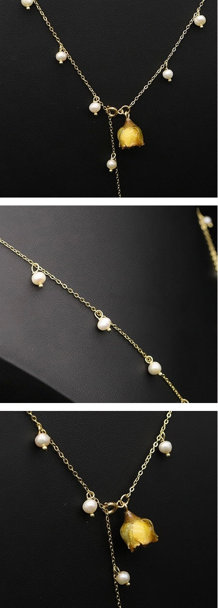 Yellow Rosa Freshwater Pearl Necklace Chain