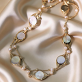 Natural Pearl Shell Gold Lariat Sweater Chain Necklace