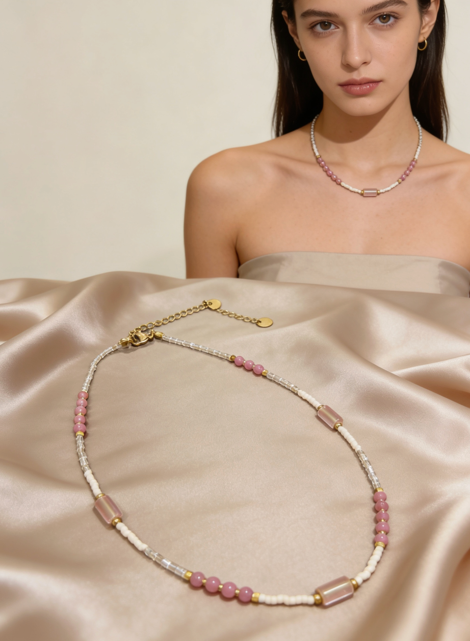 Rose & Nature Beaded Necklace
