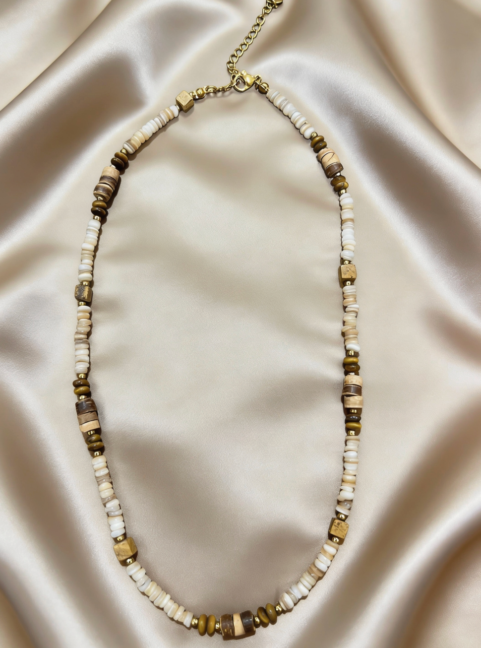 Earth Tone Heishi & Mixed Stone Beaded Necklace