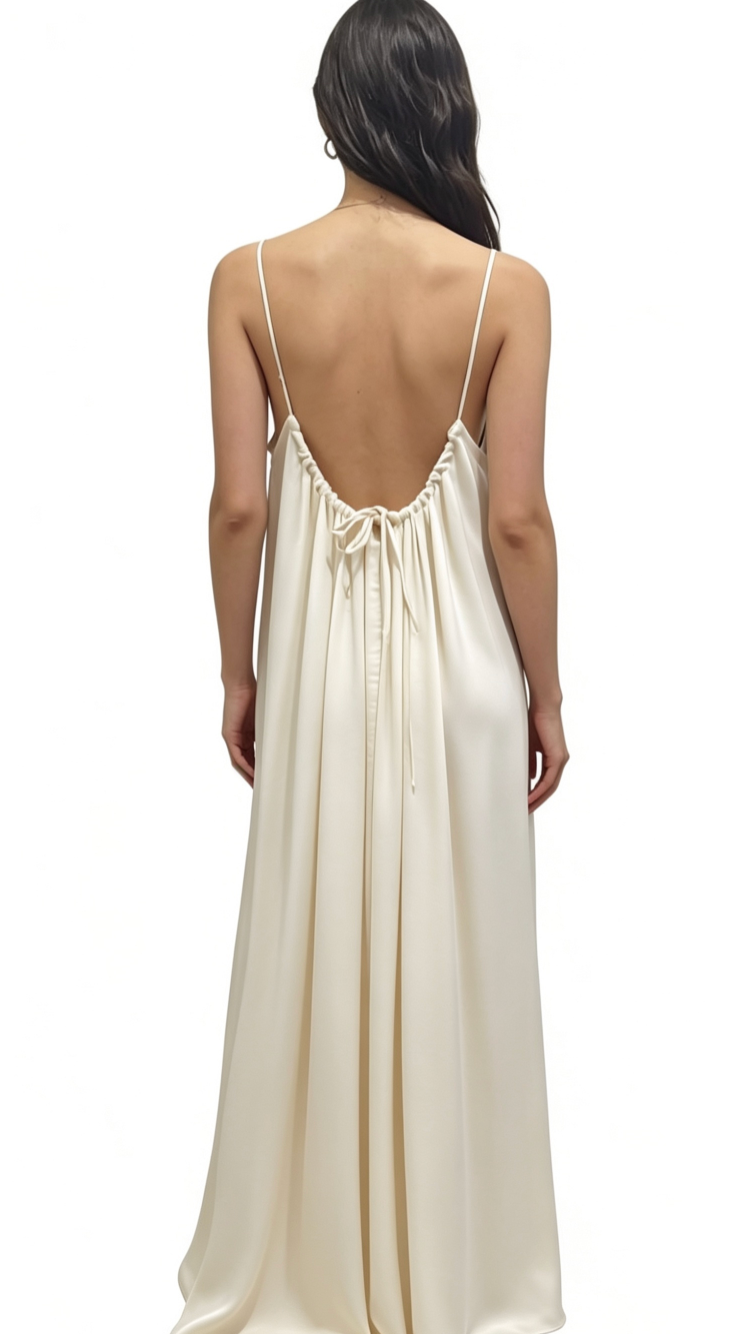 Drawstring Gathered Maxi Dress