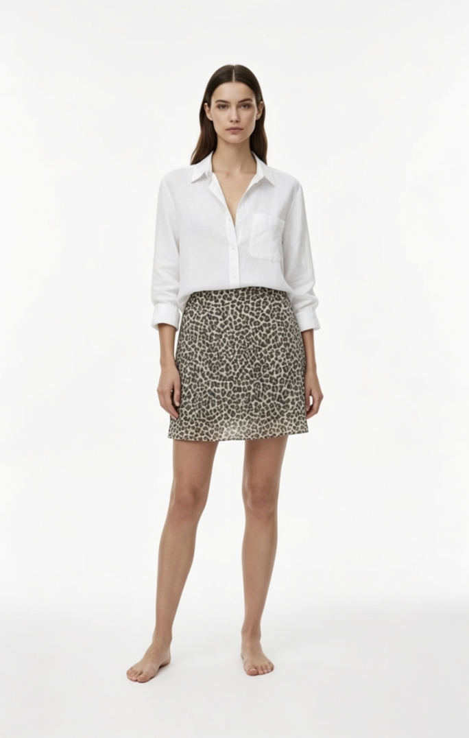 Leopard Print Chiffon Skirt