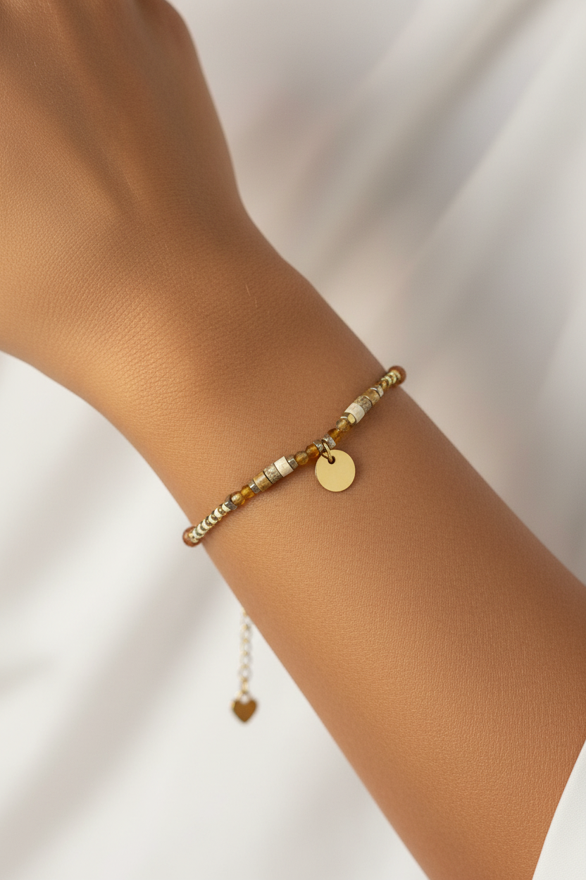 Amber Beaded Bracelet — Tan Skin
