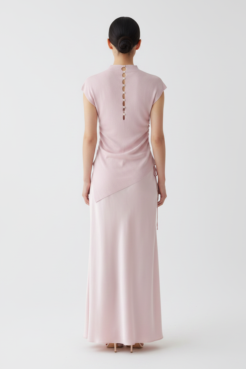 Back view – Baby Pink with Button-Back Detail