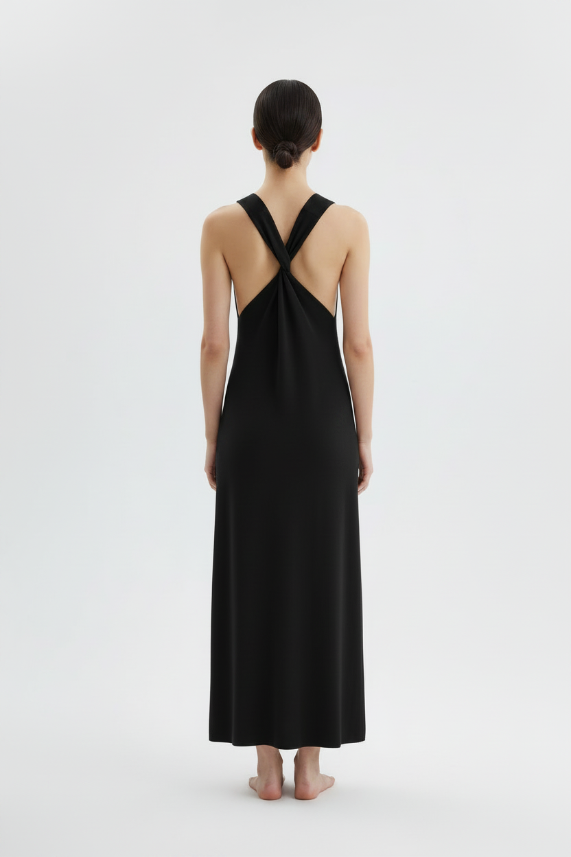 Back view black dress