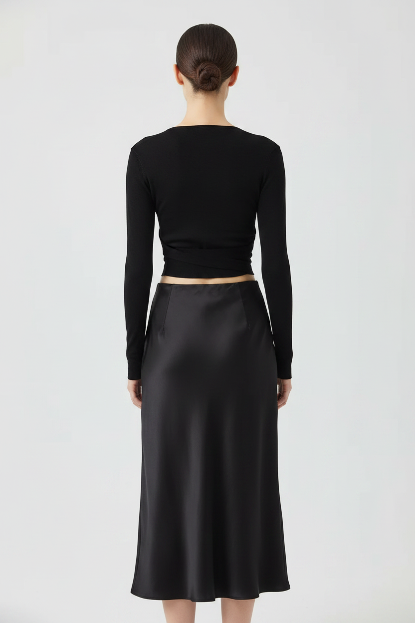 Back view – Black Wrap Knit Co-ord
