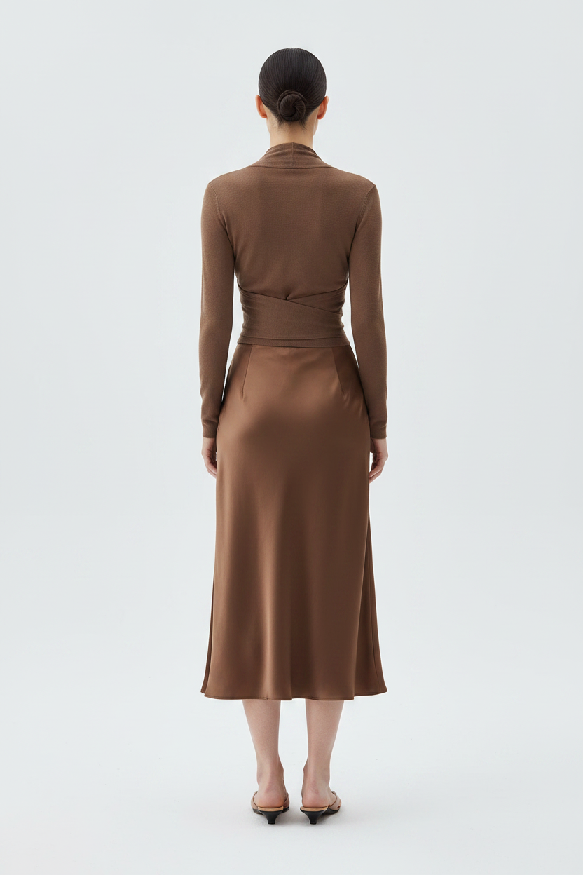 Back view – Mocha Wrap Knit Co-ord