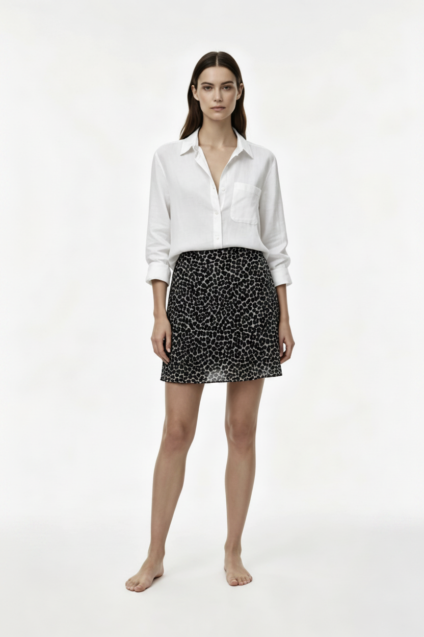 Black Ditsy Print Skirt - Studio Model