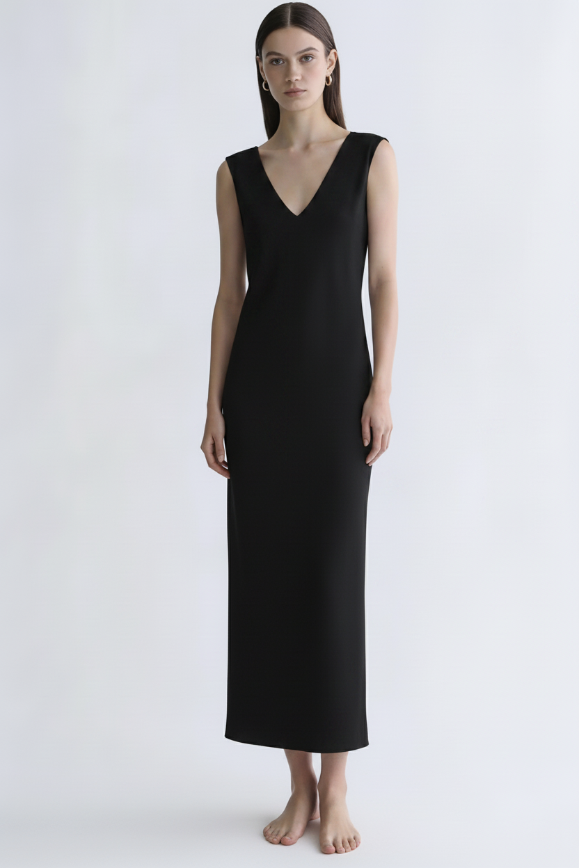 Black mid-calf dress