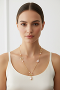 Blush Pearl Toggle Necklace on Model