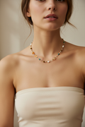 Boho Mixed Stone Necklace - Model