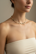 Cream & Turquoise Mixed Stone Necklace - Model