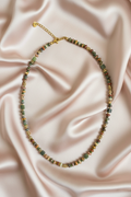 Earthy Mixed Stone Rondelle Necklace - Flat lay