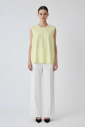 Front view – Lemon Yellow Sleeveless Knit Top