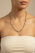Green Seed Bead & Freshwater Pearl Necklace — Model