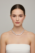Lavender Pearl Necklace on Model