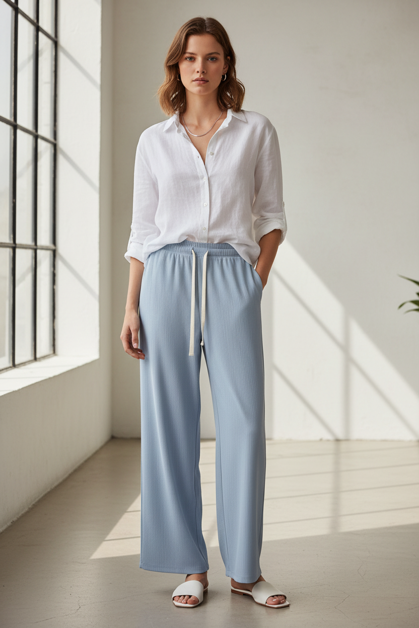 Casual straight leg pants 27016