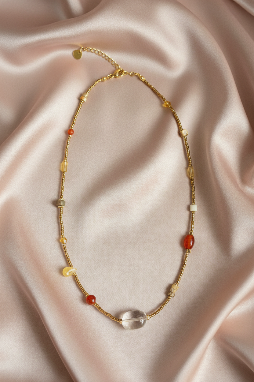 Mixed Stone Necklace - Flat lay