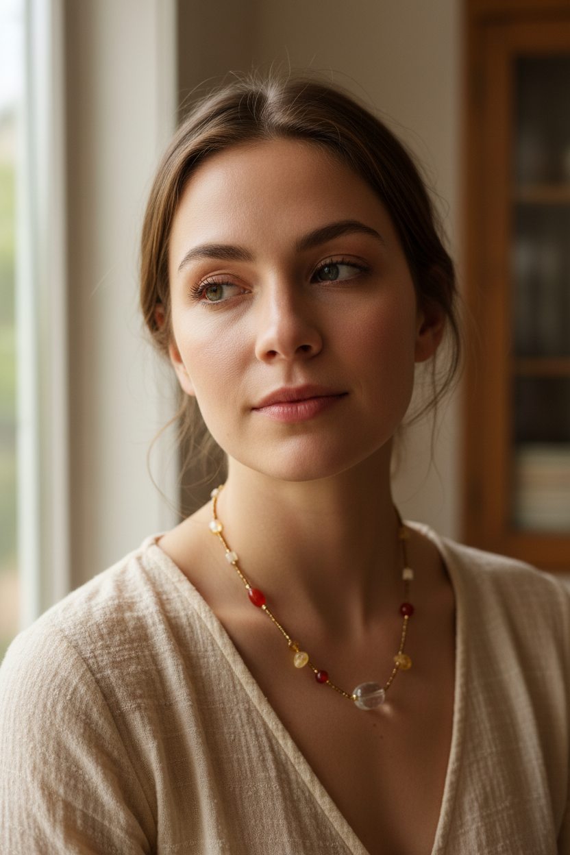 Mixed Stone Necklace - Model