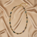 Moss Agate & Mixed Stone Necklace — Satin Flat Lay