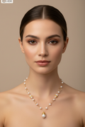 Pearl & Gold Chain Necklace on Model