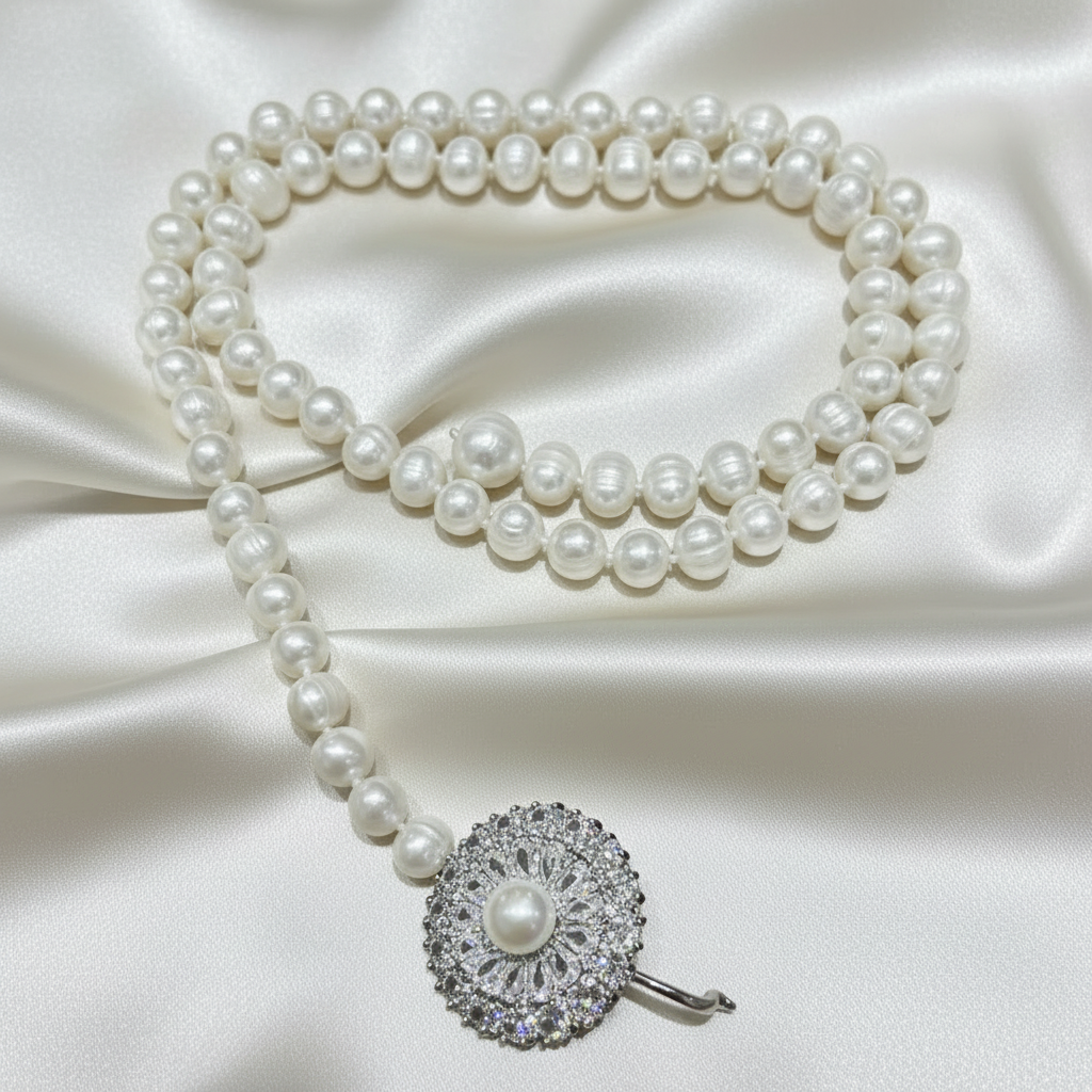 Pearl Lariat Smooth Luxury Satin