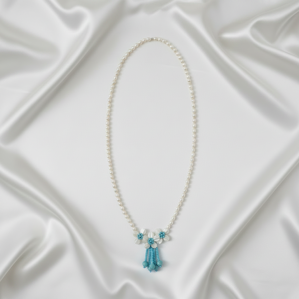 Pearl Teal Tassel Flat Lay No Hook