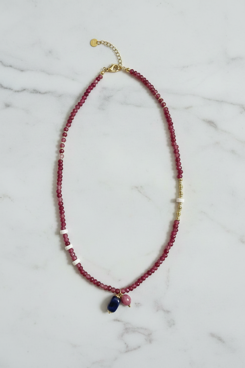 Ruby Necklace - White Marble