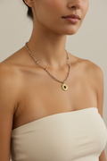 Tiger Eye Sun Pendant Necklace - Model