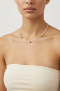 White Tube & Mixed Stone Necklace - Model v2